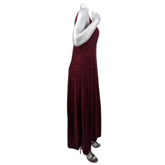 Vintage 1990s Lot 2 Glam Snakeskin Velour Burnout Damask MAXI DRESSES by JALATE - Picture 3 of 9